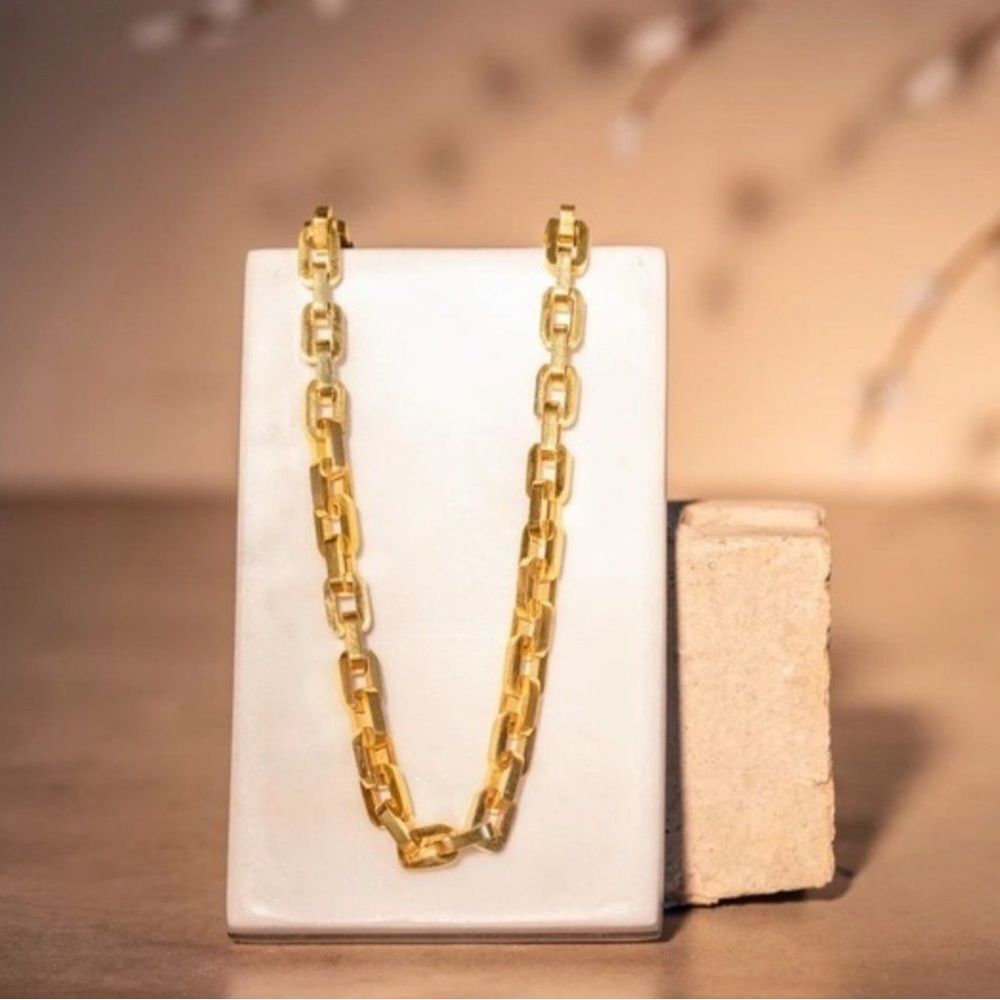 Eddie Borgo | Supra Link Necklace - 17 inch length 24k gold finished $425 retail - Picture 9 of 9